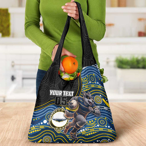 Custom Cowboys Grocery Bag Cattle Dog Mascot With Aboriginal Indigenous