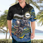 Custom Cowboys Hawaiian Shirt Cattle Dog Mascot With Aboriginal Indigenous