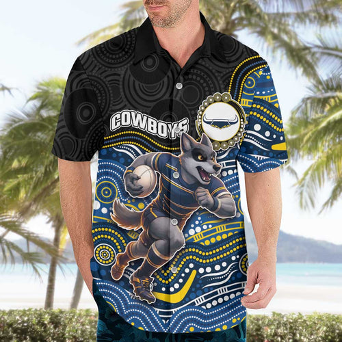 Custom Cowboys Hawaiian Shirt Cattle Dog Mascot With Aboriginal Indigenous