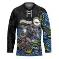 Custom Cowboys Hockey Jersey Cattle Dog Mascot With Aboriginal Indigenous