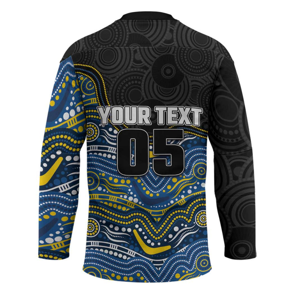 Custom Cowboys Hockey Jersey Cattle Dog Mascot With Aboriginal Indigenous