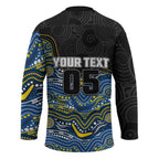 Custom Cowboys Hockey Jersey Cattle Dog Mascot With Aboriginal Indigenous