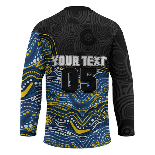 Custom Cowboys Hockey Jersey Cattle Dog Mascot With Aboriginal Indigenous