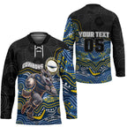 Custom Cowboys Hockey Jersey Cattle Dog Mascot With Aboriginal Indigenous