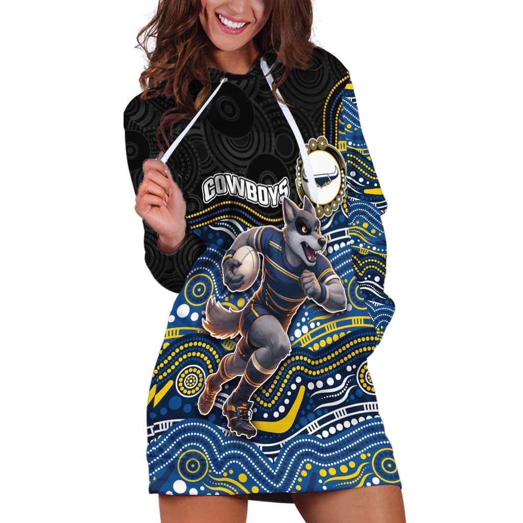 Custom Cowboys Hoodie Dress Cattle Dog Mascot With Aboriginal Indigenous