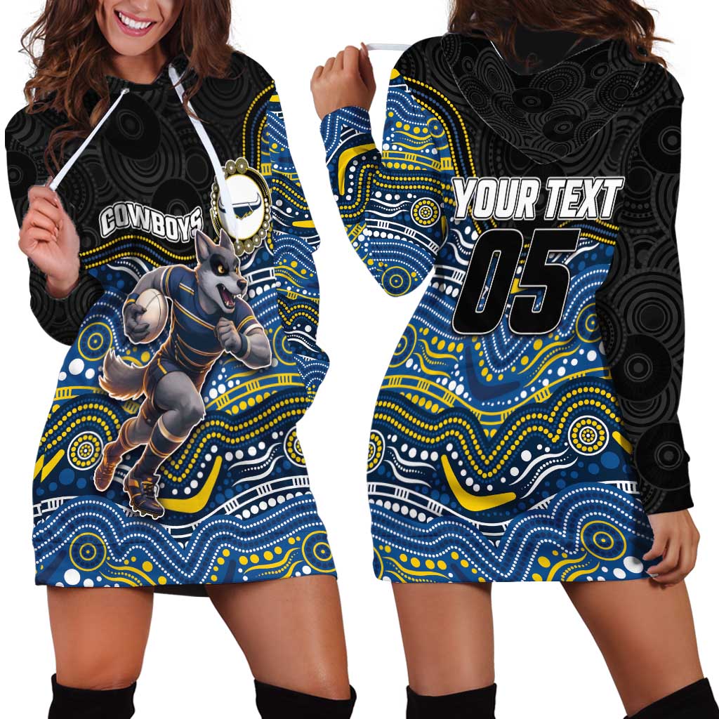 Custom Cowboys Hoodie Dress Cattle Dog Mascot With Aboriginal Indigenous