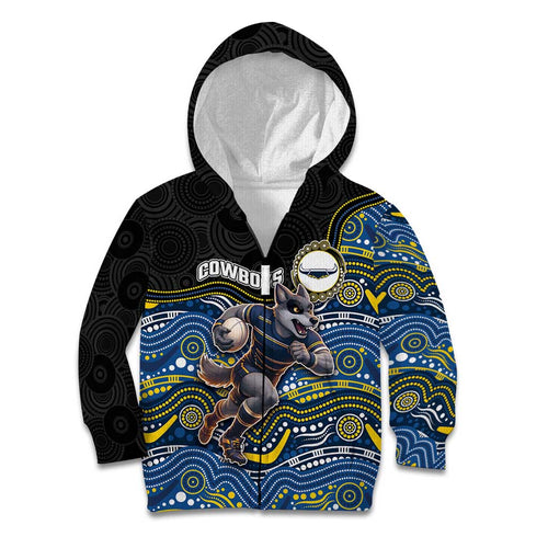 Custom Cowboys Kid Hoodie Cattle Dog Mascot With Aboriginal Indigenous
