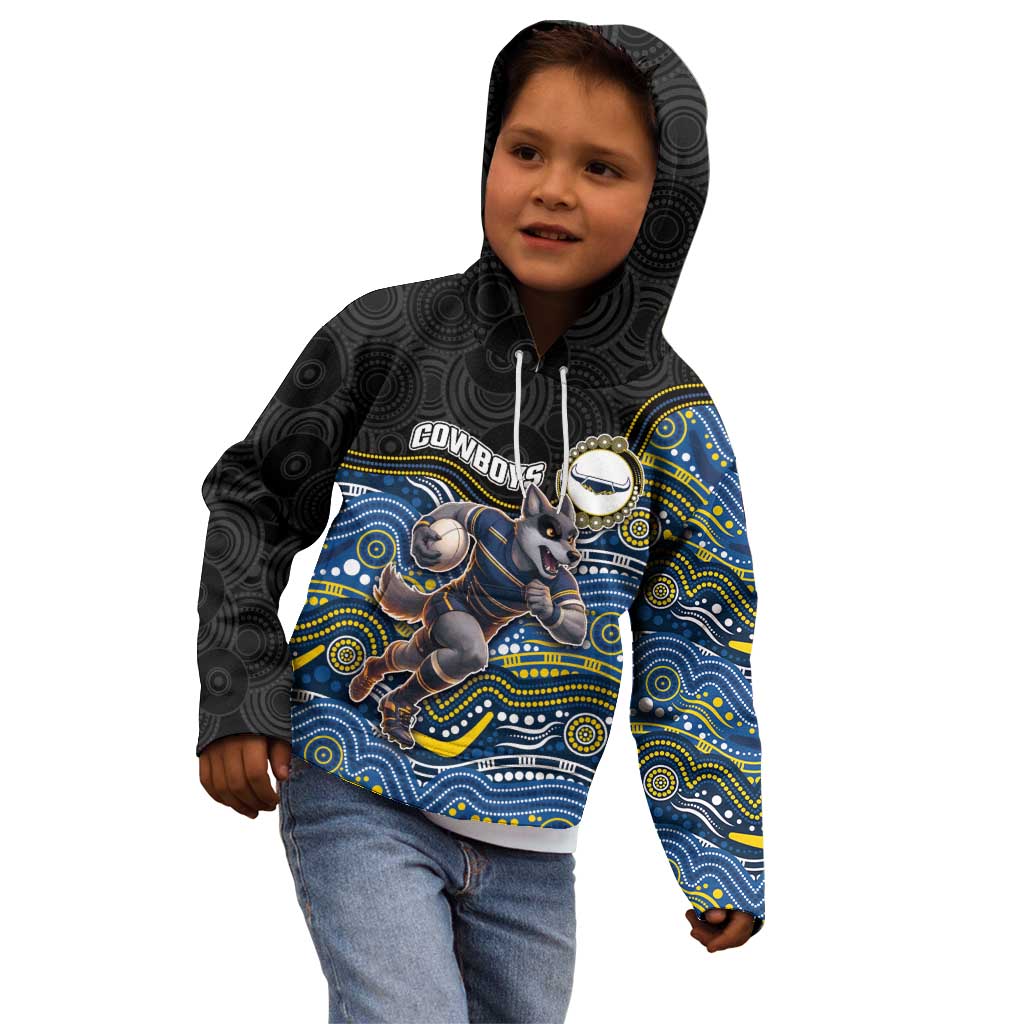 Custom Cowboys Kid Hoodie Cattle Dog Mascot With Aboriginal Indigenous
