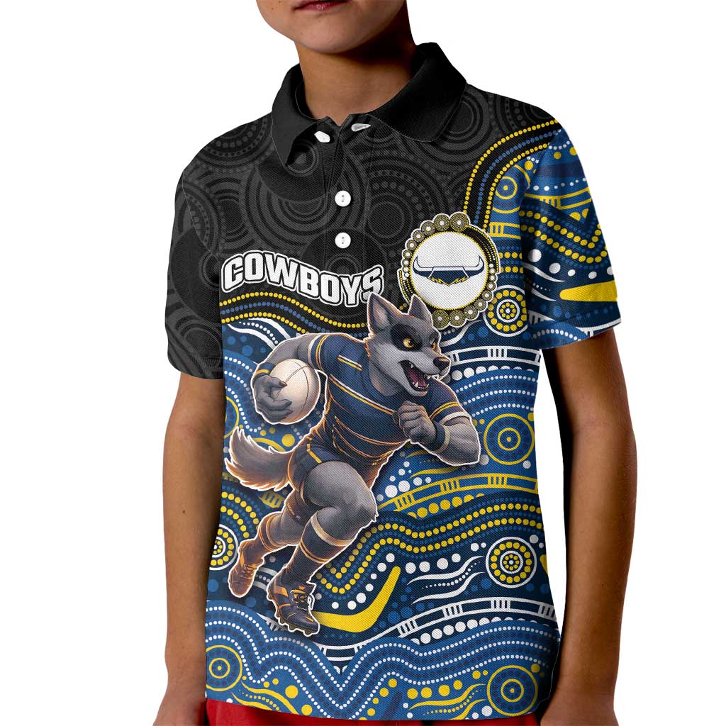 Custom Cowboys Kid Polo Shirt Cattle Dog Mascot With Aboriginal Indigenous