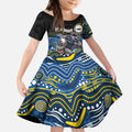 Custom Cowboys Kid Short Sleeve Dress Cattle Dog Mascot With Aboriginal Indigenous