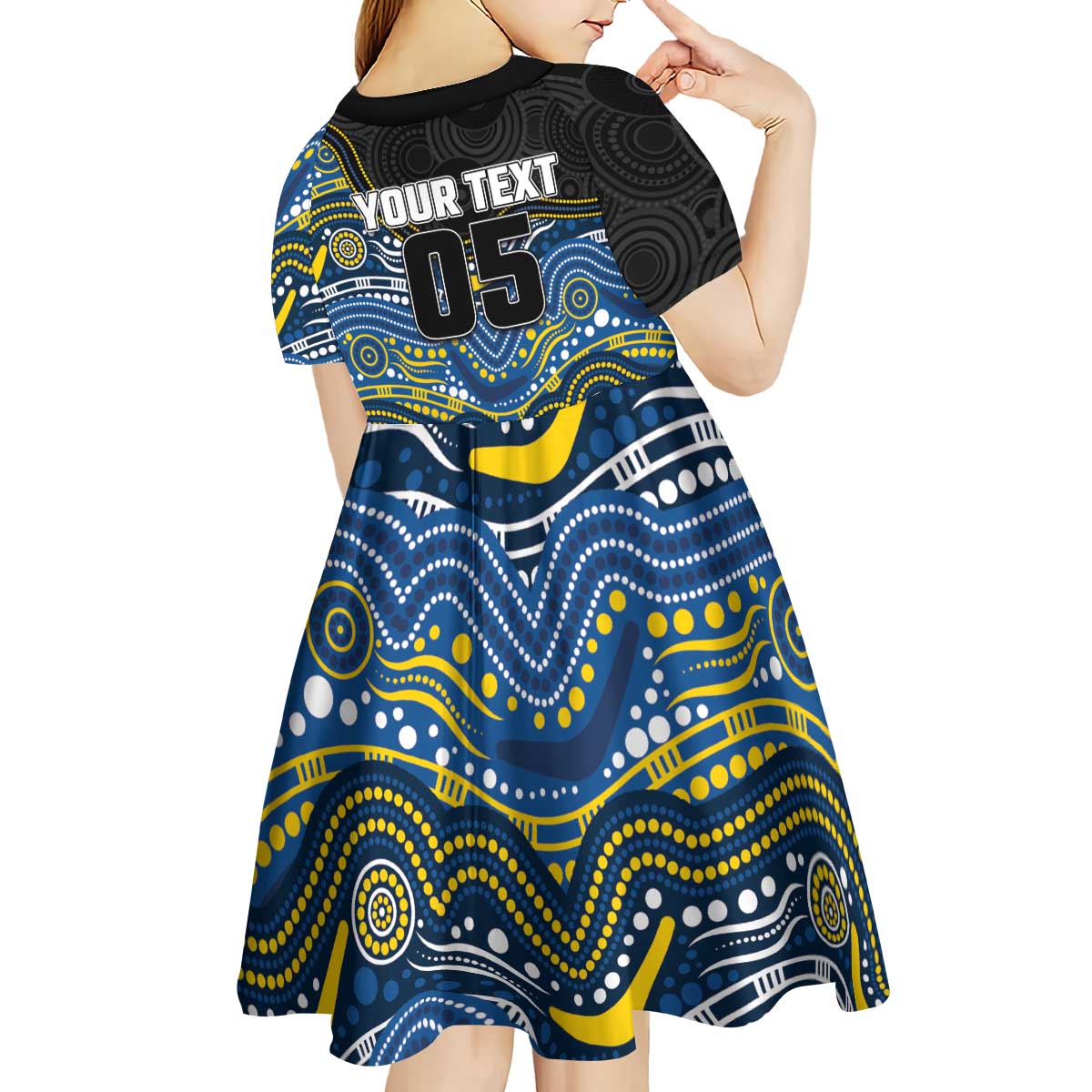 Custom Cowboys Kid Short Sleeve Dress Cattle Dog Mascot With Aboriginal Indigenous