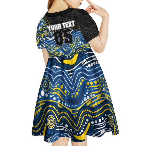 Custom Cowboys Kid Short Sleeve Dress Cattle Dog Mascot With Aboriginal Indigenous