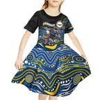 Custom Cowboys Kid Short Sleeve Dress Cattle Dog Mascot With Aboriginal Indigenous