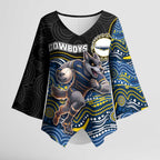 Custom Cowboys Kimono Sleeve Blouse Cattle Dog Mascot With Aboriginal Indigenous