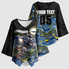 Custom Cowboys Kimono Sleeve Blouse Cattle Dog Mascot With Aboriginal Indigenous