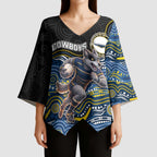 Custom Cowboys Kimono Sleeve Blouse Cattle Dog Mascot With Aboriginal Indigenous