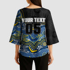 Custom Cowboys Kimono Sleeve Blouse Cattle Dog Mascot With Aboriginal Indigenous