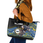 Custom Cowboys Leather Tote Bag Cattle Dog Mascot With Aboriginal Indigenous