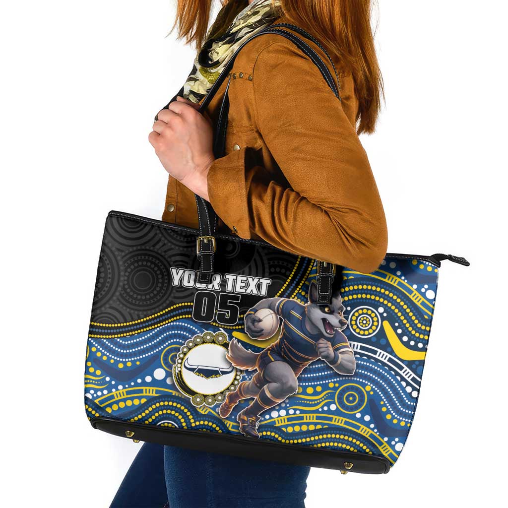 Custom Cowboys Leather Tote Bag Cattle Dog Mascot With Aboriginal Indigenous