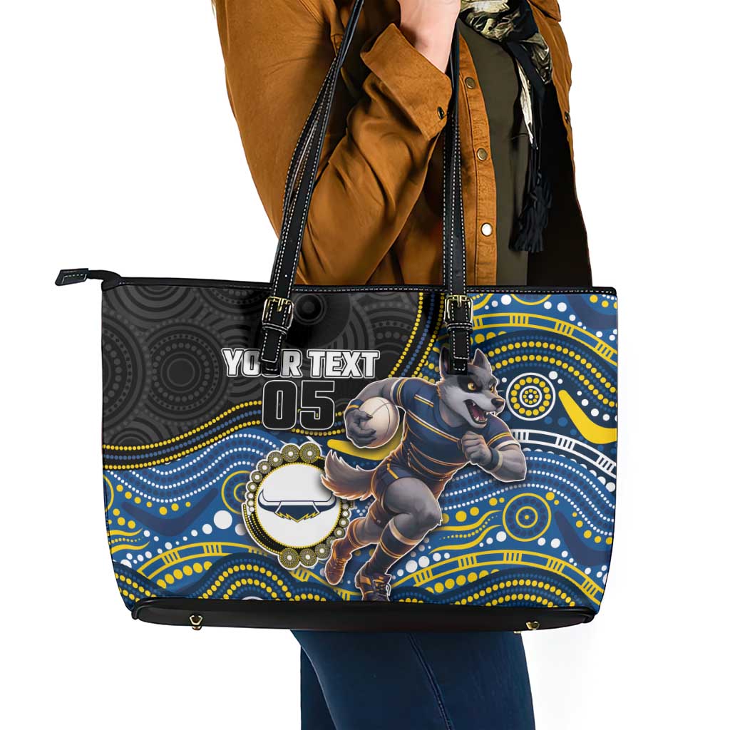 Custom Cowboys Leather Tote Bag Cattle Dog Mascot With Aboriginal Indigenous