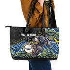 Custom Cowboys Leather Tote Bag Cattle Dog Mascot With Aboriginal Indigenous