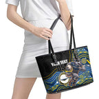 Custom Cowboys Leather Tote Bag Cattle Dog Mascot With Aboriginal Indigenous