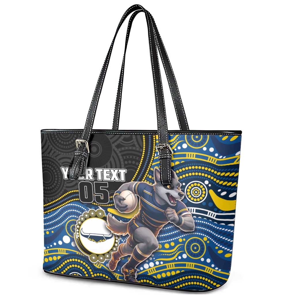Custom Cowboys Leather Tote Bag Cattle Dog Mascot With Aboriginal Indigenous