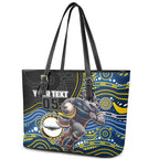 Custom Cowboys Leather Tote Bag Cattle Dog Mascot With Aboriginal Indigenous