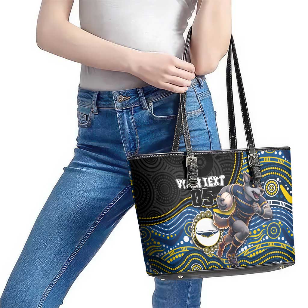 Custom Cowboys Leather Tote Bag Cattle Dog Mascot With Aboriginal Indigenous
