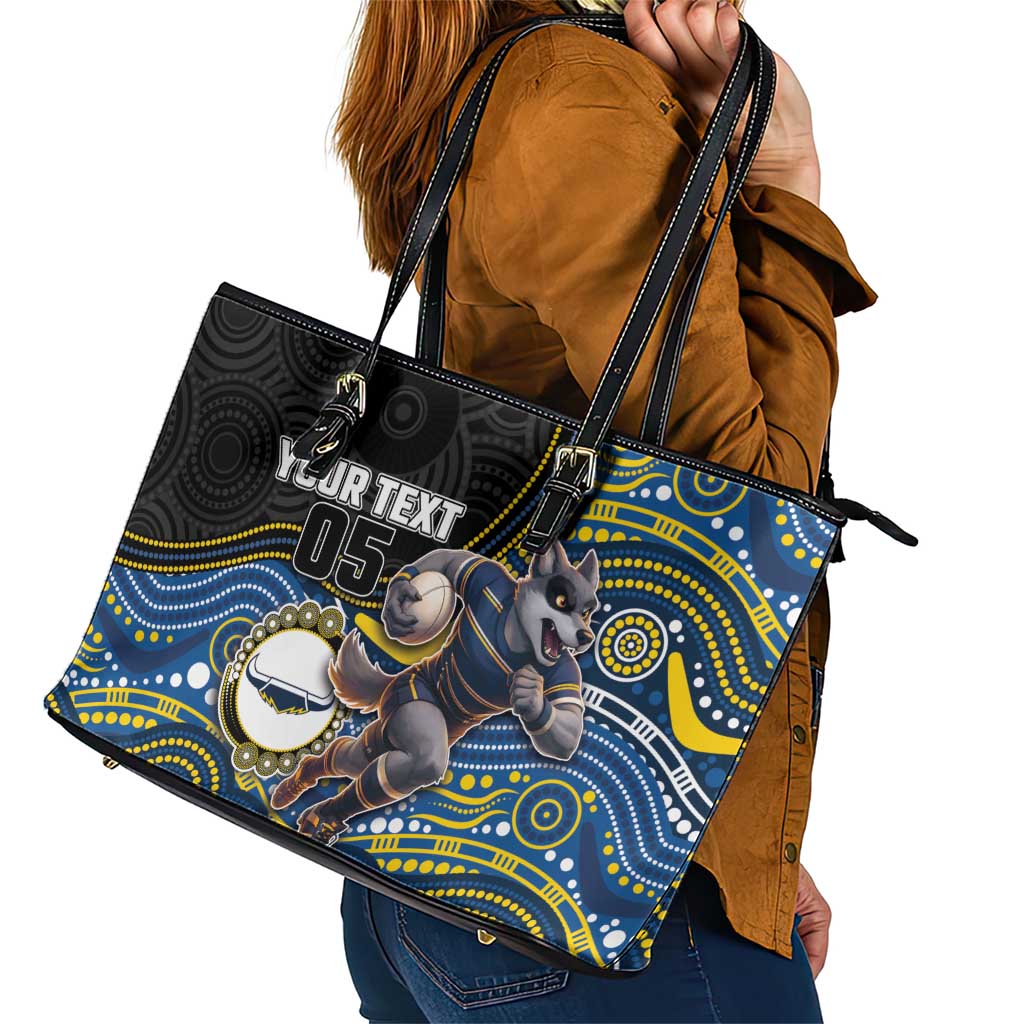 Custom Cowboys Leather Tote Bag Cattle Dog Mascot With Aboriginal Indigenous