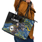Custom Cowboys Leather Tote Bag Cattle Dog Mascot With Aboriginal Indigenous