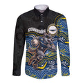 Custom Cowboys Long Sleeve Button Shirt Cattle Dog Mascot With Aboriginal Indigenous