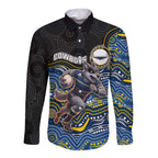 Custom Cowboys Long Sleeve Button Shirt Cattle Dog Mascot With Aboriginal Indigenous