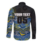 Custom Cowboys Long Sleeve Button Shirt Cattle Dog Mascot With Aboriginal Indigenous