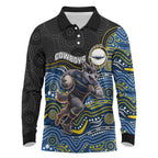Custom Cowboys Long Sleeve Polo Shirt Cattle Dog Mascot With Aboriginal Indigenous