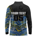 Custom Cowboys Long Sleeve Polo Shirt Cattle Dog Mascot With Aboriginal Indigenous
