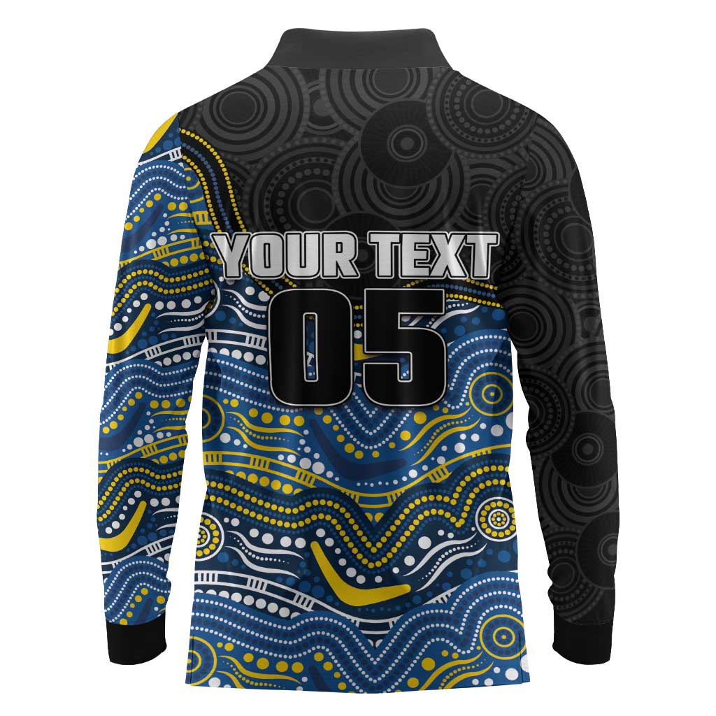 Custom Cowboys Long Sleeve Polo Shirt Cattle Dog Mascot With Aboriginal Indigenous