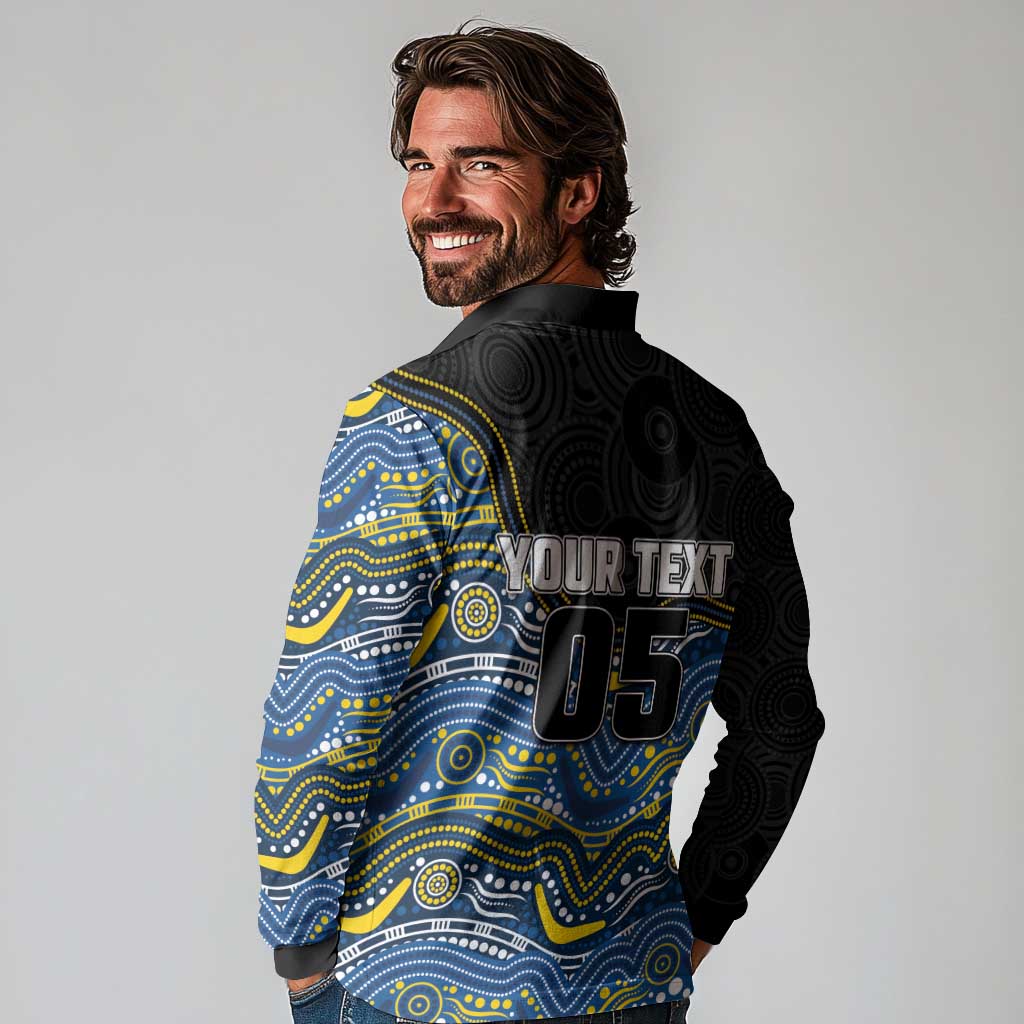 Custom Cowboys Long Sleeve Polo Shirt Cattle Dog Mascot With Aboriginal Indigenous