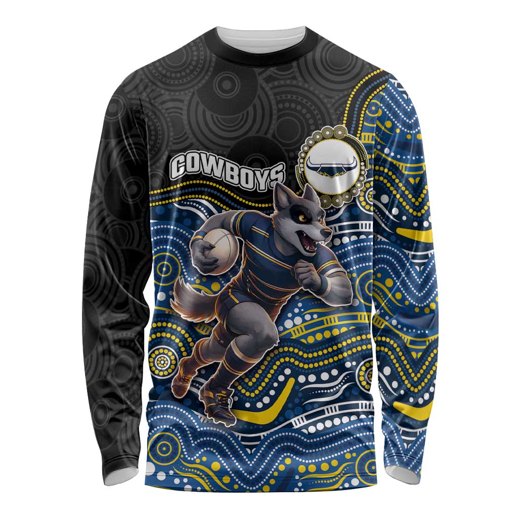 Custom Cowboys Long Sleeve Shirt Cattle Dog Mascot With Aboriginal Indigenous