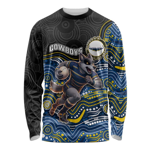 Custom Cowboys Long Sleeve Shirt Cattle Dog Mascot With Aboriginal Indigenous
