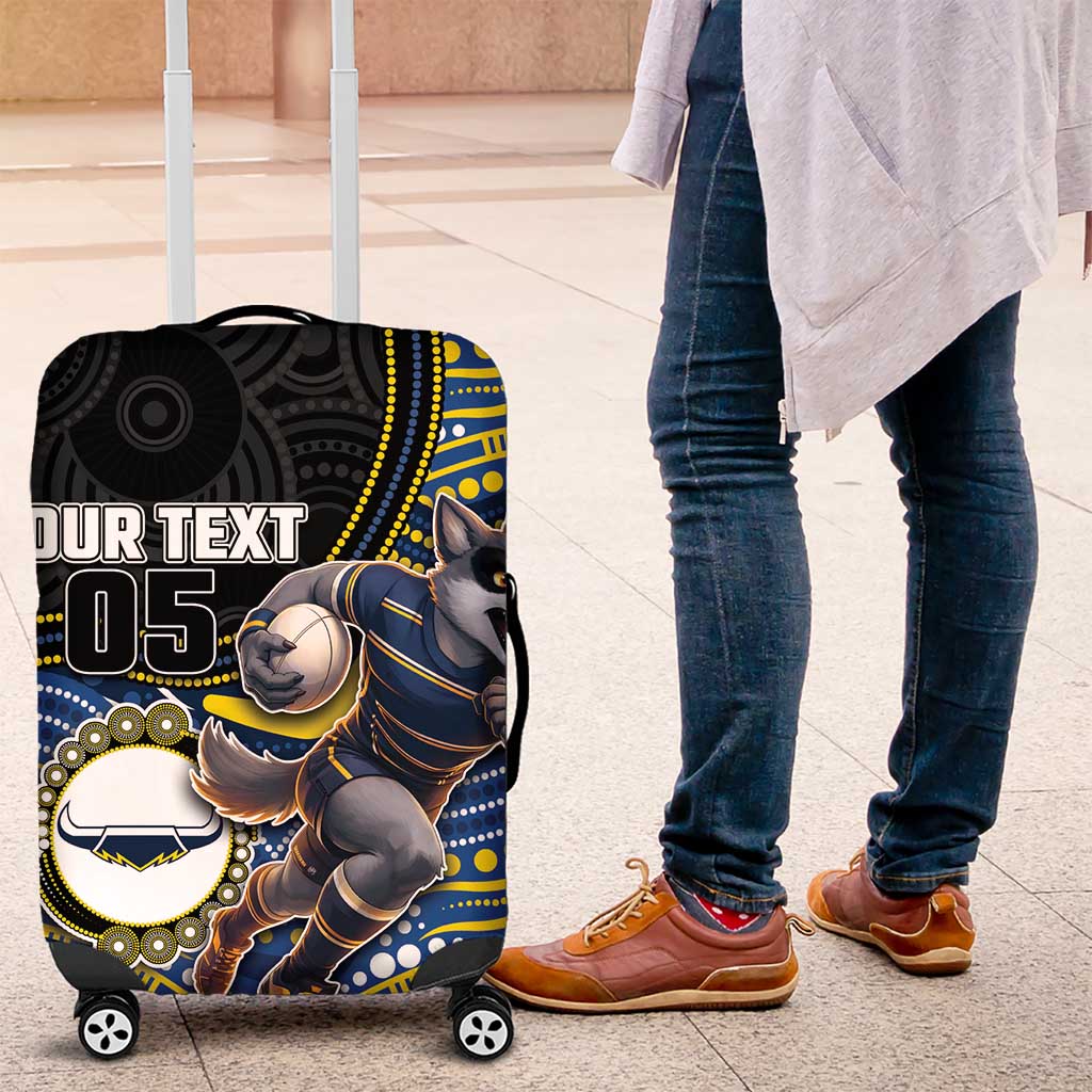 Custom Cowboys Luggage Cover Cattle Dog Mascot With Aboriginal Indigenous