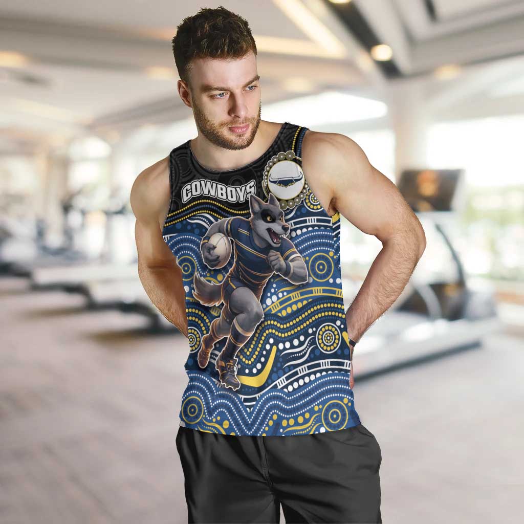 Custom Cowboys Men Tank Top Cattle Dog Mascot With Aboriginal Indigenous