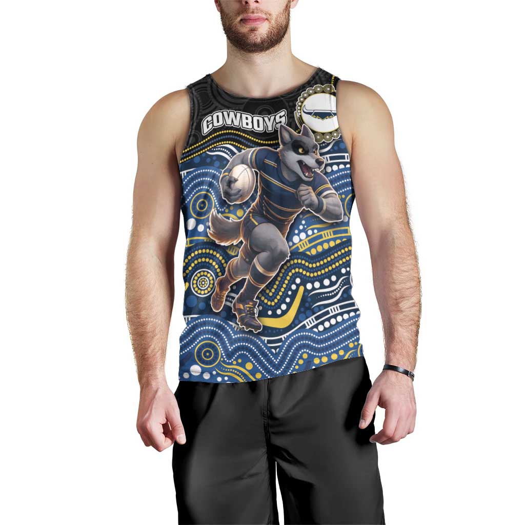 Custom Cowboys Men Tank Top Cattle Dog Mascot With Aboriginal Indigenous
