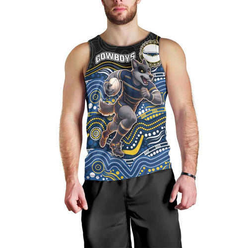 Custom Cowboys Men Tank Top Cattle Dog Mascot With Aboriginal Indigenous