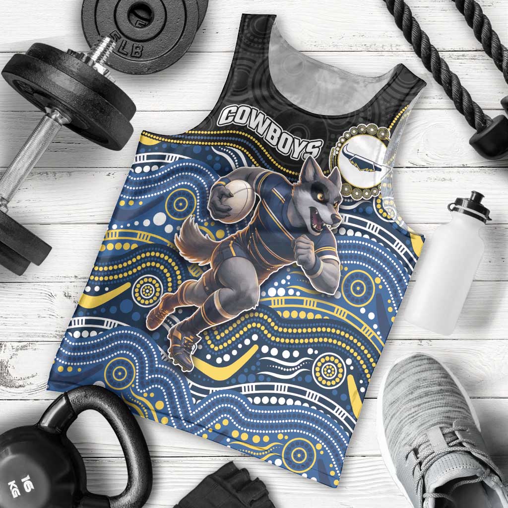 Custom Cowboys Men Tank Top Cattle Dog Mascot With Aboriginal Indigenous