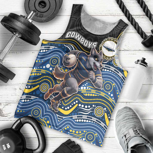 Custom Cowboys Men Tank Top Cattle Dog Mascot With Aboriginal Indigenous