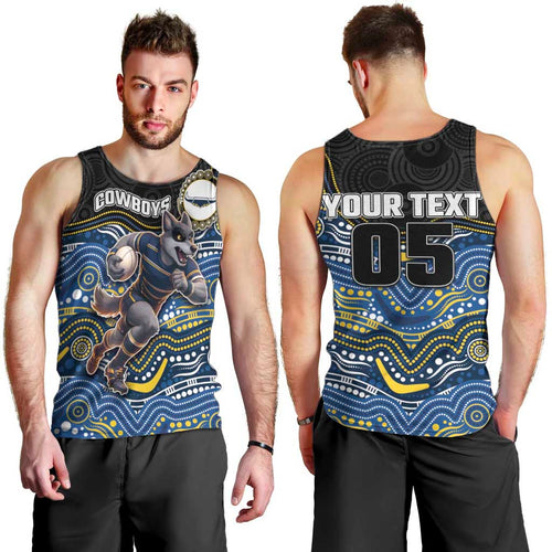 Custom Cowboys Men Tank Top Cattle Dog Mascot With Aboriginal Indigenous