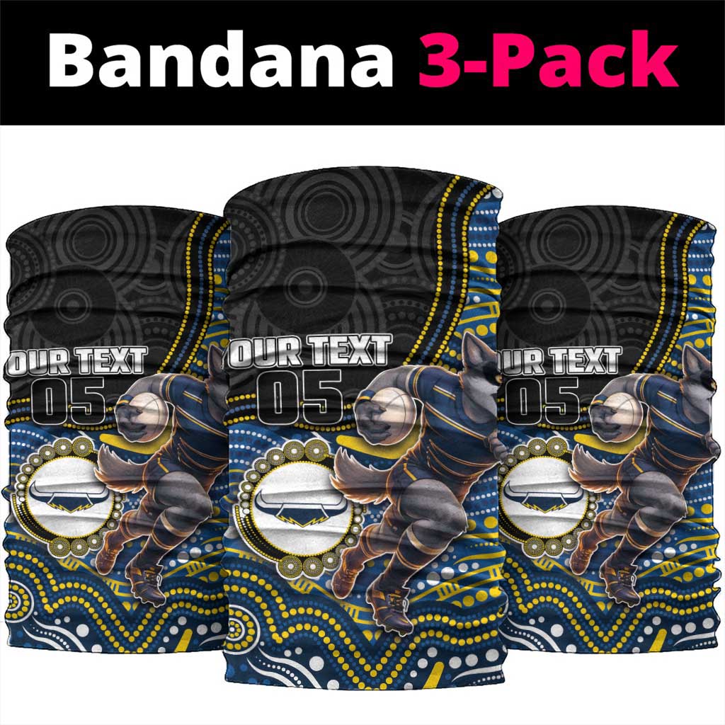 Custom Cowboys Neck Gaiter Cattle Dog Mascot With Aboriginal Indigenous