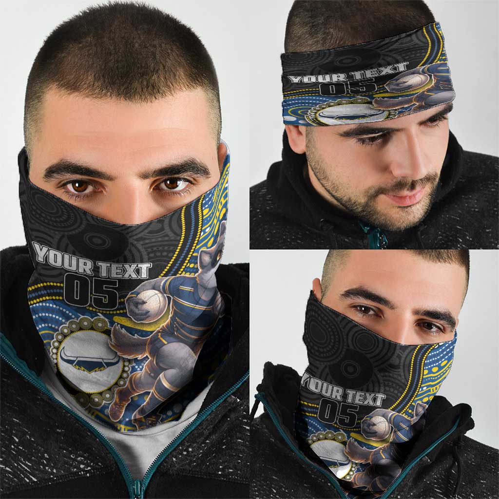 Custom Cowboys Neck Gaiter Cattle Dog Mascot With Aboriginal Indigenous