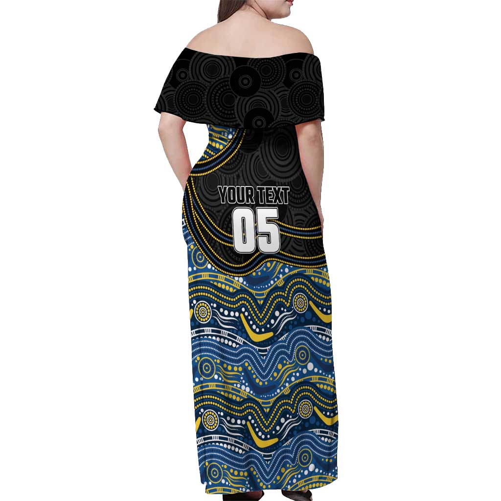 Custom Cowboys Off Shoulder Maxi Dress Cattle Dog Mascot With Aboriginal Indigenous